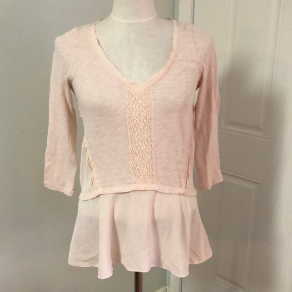 Anthropologie Meadow Rue Pink Lace Peplum Top Size Small - Picture 5 of 10